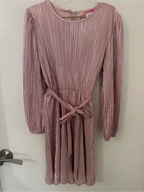 Paper Doll Girls Metallic Pink Pleated Party Dress Size 8